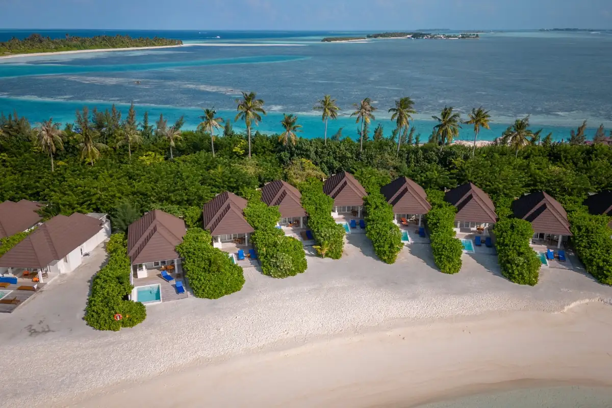 Beach Villa in un resort delle Maldive viste dall'alto